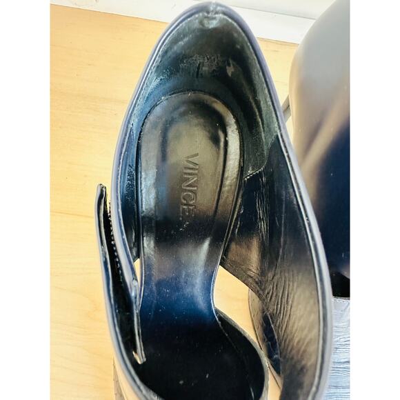 Vince Womens Heels Size 7.5 Navy Corrine Leather Pointed toe Croc Embossed - Picture 2 of 10
